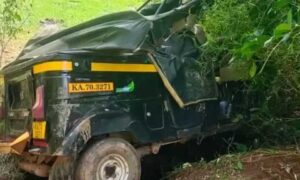 Auto-riksha wrecked